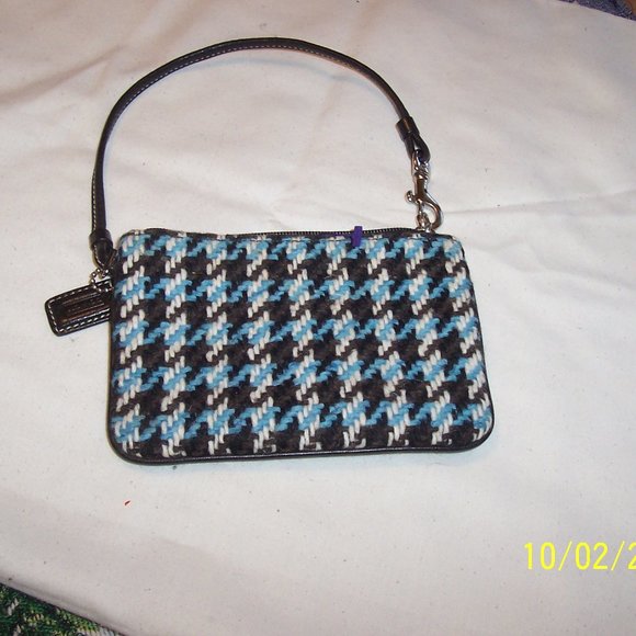 Coach Handbags - COACH PLAID WOOL WRISTLET NICE CONDTN